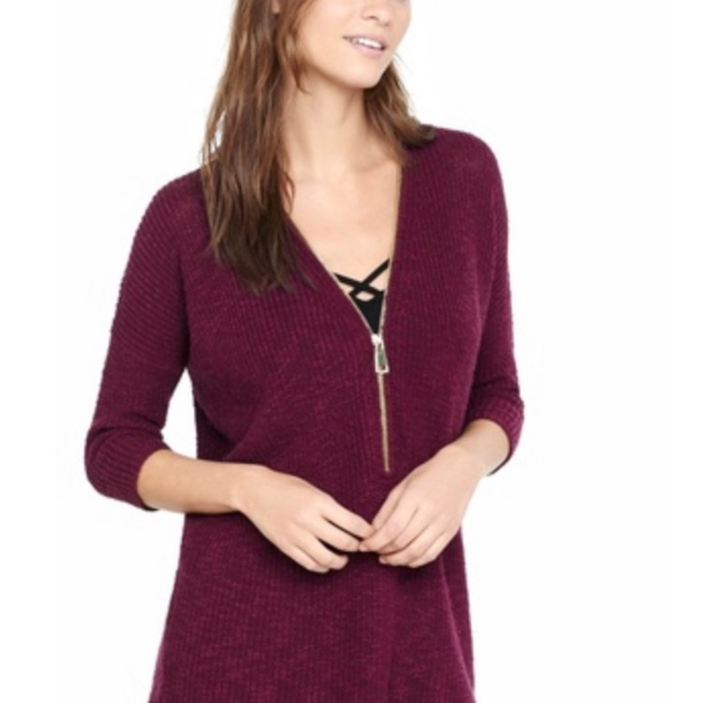 EXPRESS Burgundy Sweater with Zipper Detail